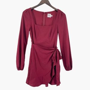Princess Polly Villa Maroon Faux Wrap Mini Dress‎